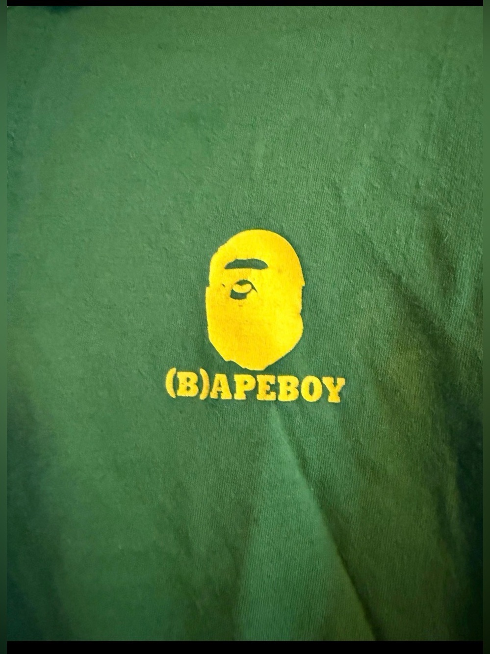Vintage BAPE A Bathing Ape Green Graphic Polo Shirt with BapeBoy 85 - Picture 3 of 7
